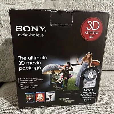 £29.99 • Buy Sony 3D Starter Kit With 2 X Sony 3D Glasses TDG-BR100 And 3 Sealed DVDs