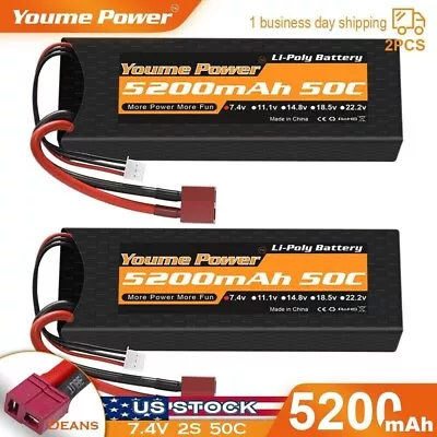 2pcs 2S 7.4V 5200mAh 50C LiPo Battery Hard Case For RC Deans Car Truck Racing • $27.99