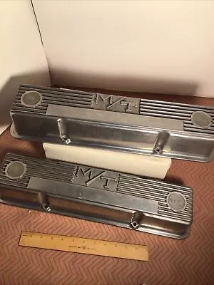 M/T Mickey Thompson 103R-50B Aluminum Finned Valve Covers Chevy Nice Excellent • $80