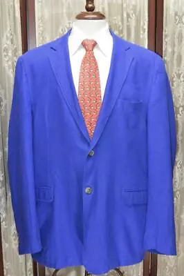 Alan Flusser XL 48L Striking Solid Royal Blue Linen Blend Sport Coat Blazer W5j9 • $49.67