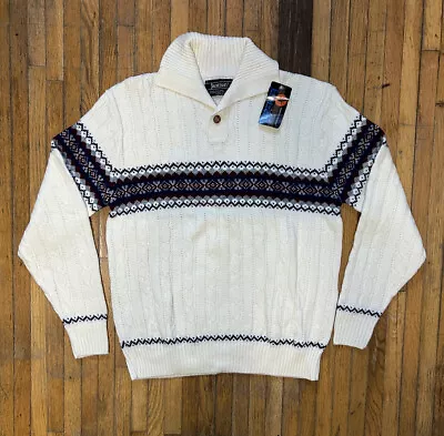 Vintage 1980s NWT Jantzen Cable Knit Sweater Ivory Large USA Fisherman Ski Snow • $60