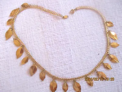 Vintage Goldtone Dangling Leaf  Necklace Trifari Tm  Signed • $10