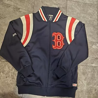 Boston Red Sox Jacket Stitches Varsity Embroidered MLB Zip-up SMALL Red Wht Blue • $35.99