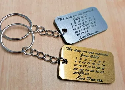 Calendar Date Personalised Key Chain Keyring Gift Present Birthday Anniversary • £1.98