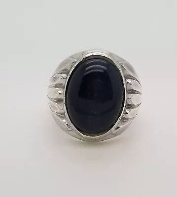 Men's Sterling Silver Black Cat's Eye Ring Size 9 1/4 • $39.95