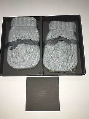 $20 • Buy Restoration Hardware Silver Sage Cashmere Cable Knit Hand Warmer Mittens Bnib
