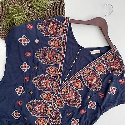 NWT Altard State Womens Kimono Cover Up Blue Embroidered Small • $16.84