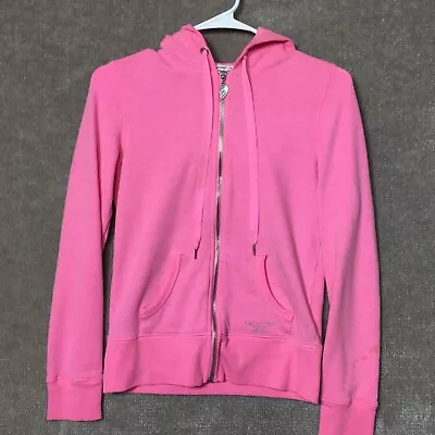 Victorias Secret Womens Hoodie Sz XS Pink Supermodel Rhinestone Full Zip Jacket • $24.85