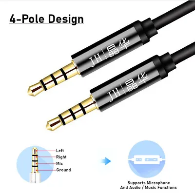 3.5mm AUX Cable 4-Pole TRRS Male To Male Stereo Audio Microphone Jack Line-in AU • $9.50