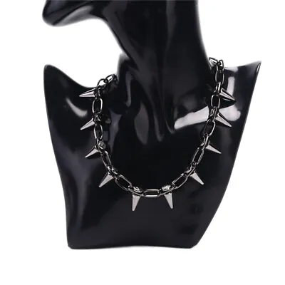 £3.74 • Buy Spike Rivet Punk Collar Necklace Goth Rock Biker' Link Chain Choker Jewelry