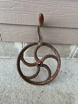 Antique Vintage 10.5” Hand Crank Wheel Cast Iron Industrial Steampunk • $99.99