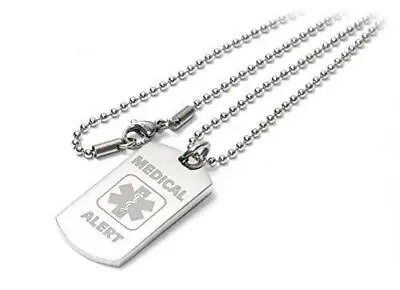 Personalised Medical Alert I-C-E / SOS Dog Tag Necklace / Pendant - Engraved • £11.99