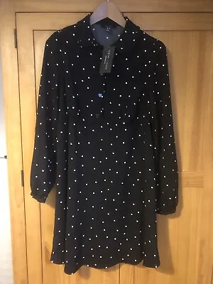£12 • Buy New Look Black White Polka Dot Maternity Dress 10