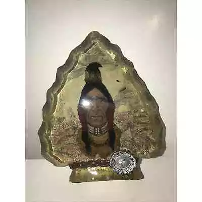 Vintage Crystal Stone Arrow Head Indian With White Buffalo Home Decor • $12.99