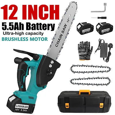 12'' Electric Cordless Chainsaw Wood Cutter Saw 5.5AH Battery For Makita 18V UK • £19.49