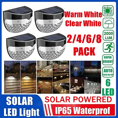 2-8 Pack Outdoor Solar LED Deck Light Garden Patio Pathway Stair Step Fence Lamp • $7.95