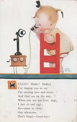 A Artist Signed Mabel Lucie Attwell Old Postcard Comic Children Telephone • £1.89