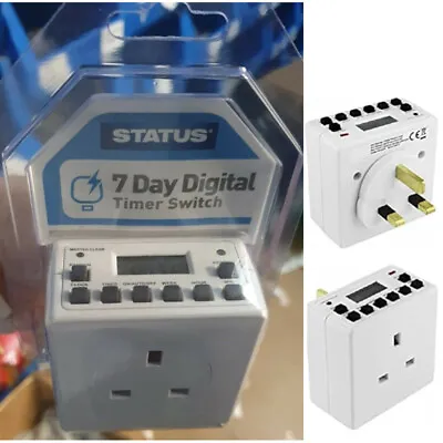£20.99 • Buy 2pc 7Day Digital LCD Mains Electric PlugIn Programmable 24hr Timer Switch Socket
