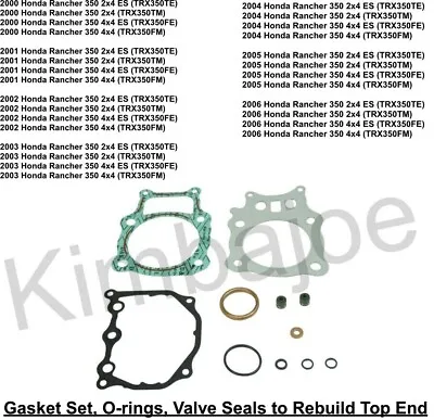 $44.95 • Buy 2000-2006 Honda Rancher 350 Gasket Set O-rings Valve Seals To Rebuild Top End