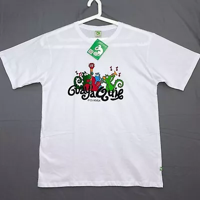 Linea Verde Adult Size XXL Souvenir T-shirt White Guayaquil Ecuador Iguana Band • $14.95