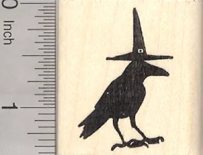 Halloween Raven Rubber Stamp Witch Hat Crow Blackbird D25509 WM • $14