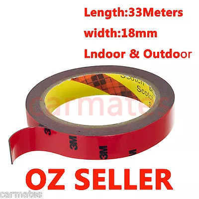 For 3M Automotive Acrylic Plus Double Face Sided Tape 18mm 33 Meters Sydney • $35.99