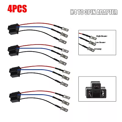 4PCS H4 9003 To 3 PIN Socket Connector Adapter For 5x7  7x6  4x6  LED Headlights • $13.88