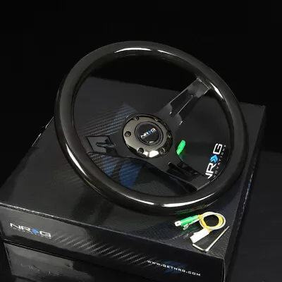 Nrg 310mm 2 Deep Dish 6-holes Steering Wheel Black Wood Grip Black Chrome Spokes • $152