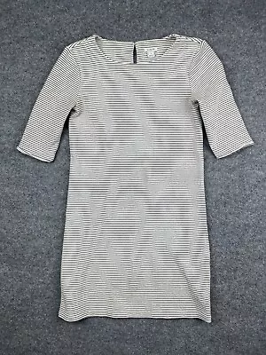 J. Crew Shirt Dress Women's XS White Black Stripe Short Sleeve Midi Cotton • $12