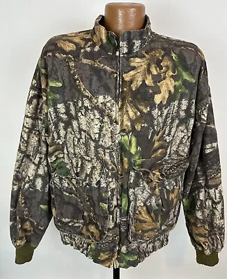 Vintage 90s TREBARK Camouflage Jacket XL Flannel Full Zip Woodland Camo Grunge • $29.99