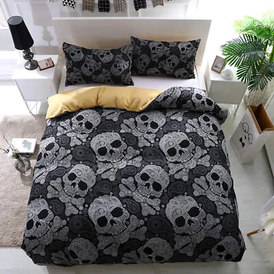 £26.39 • Buy Gothic Skull Duvet Cover Bedding Set With Pillow Cases Single Double King Size