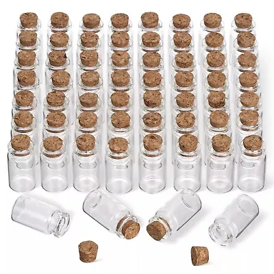 50 X Mini Glass Bottles Jars Cork Stopper Vial Wedding Party Favour Decoration • £9.69