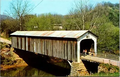 Cow Run Covered Bridge (†1967) Little Muskingum River Ohio Vintage Postcard • $4.75