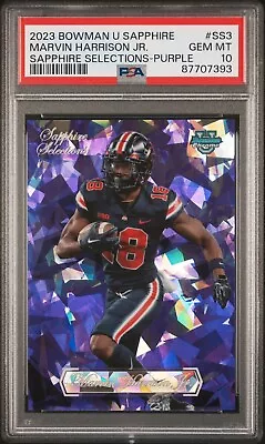 2023 Bowman Chrome University MARVIN HARRISON JR. Sapphire Purple # 04/10 PSA 10 • $599.99