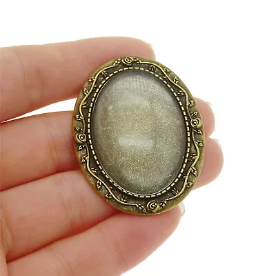 3Sets Alloy Oval Cameo Setting Cabochon Base Bezel Brooch Pin With 35*25mm Glass • £5.39