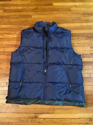 Down Puffer Vest Mens 2XL Navy Blue Double Sleeveless Jacket Feathers Ski Coat • $22.21