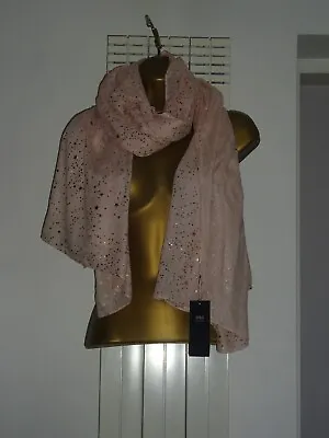 Marks & Spencer Pink With Gold Stars Large Scarf BNWT • £8.99