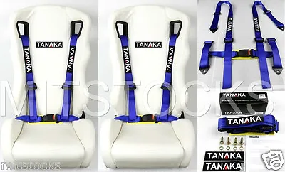 2 X Tanaka Universal Blue 4 Point Buckle Racing Seat Belt Harness 2  • $65.99