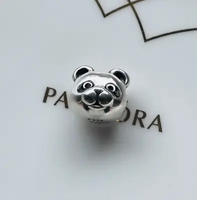 Pandora Black Eyed Peaceful Panda Bear Head  Charm S925 ALE Sterling Silver • £15