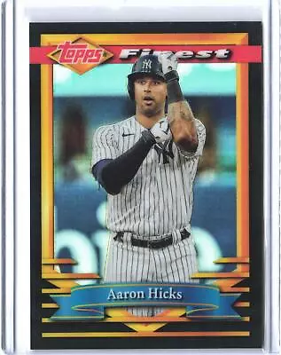 2021 Topps Finest Flashbacks Aaron Hicks #187 Black Refractor #/25 • $9.99