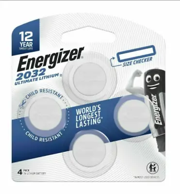 Energizer Ultimate Lithium Coin Battery 2032 - 4 Pack  RRP$20 • $13.45