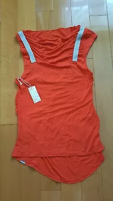 NWT $215 VPL Red Swag Top Dropped Off Bust Gathered Sides Sz S • $185