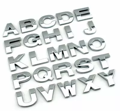 3D FULL Metal Chrome Self Adhesive Letters & Numbers Signs HOME CAR Badge. • £1.79