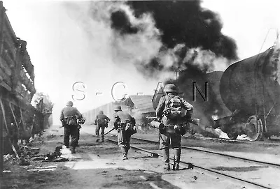 1940s (6 X 4) Repro German Combat RP- Infantry Assault- Railroad Yard- Russia • $11.99