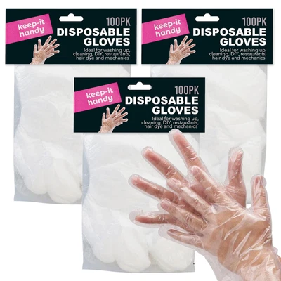 £2.99 • Buy 300pk Disposable Plastic Gloves PE Polythene Clear Food Catering Safe Car Prep