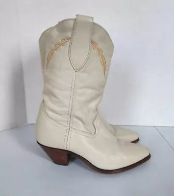 Code West Leather Cowboy Boots Womens Size 7 Off White *Flaws* Read • $22.09
