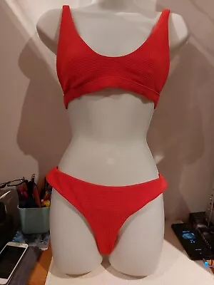 Zaful Swim. Orange Textured Bikini Set (S23-2) Size 8/ Small • £2.90