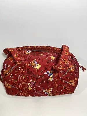 Red Quilted Tote Bag Purse Musical Bears Violins With Pockets And Divider. • $19.75