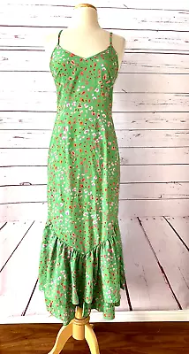 NWT NEVER FULLY DRESSED Size 4 US Green Animal Strappy Frida Dress Midi • $29.99