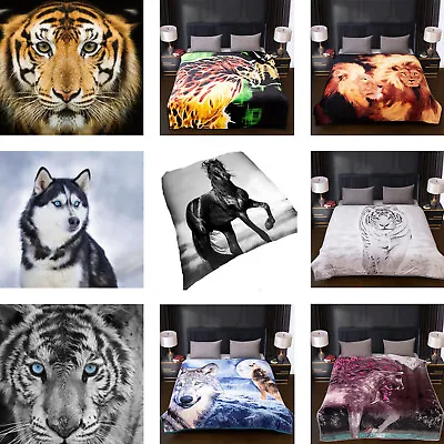 3D Blanket - Animal Print Effect Mink Faux Fur Throw Fleece Soft Warm Bed Sofa • £15.95